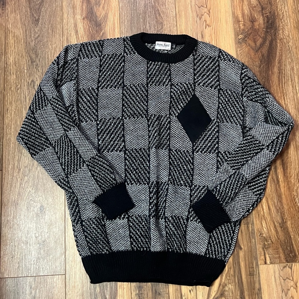 Men's Vintage King Size Black & Gray Sweater